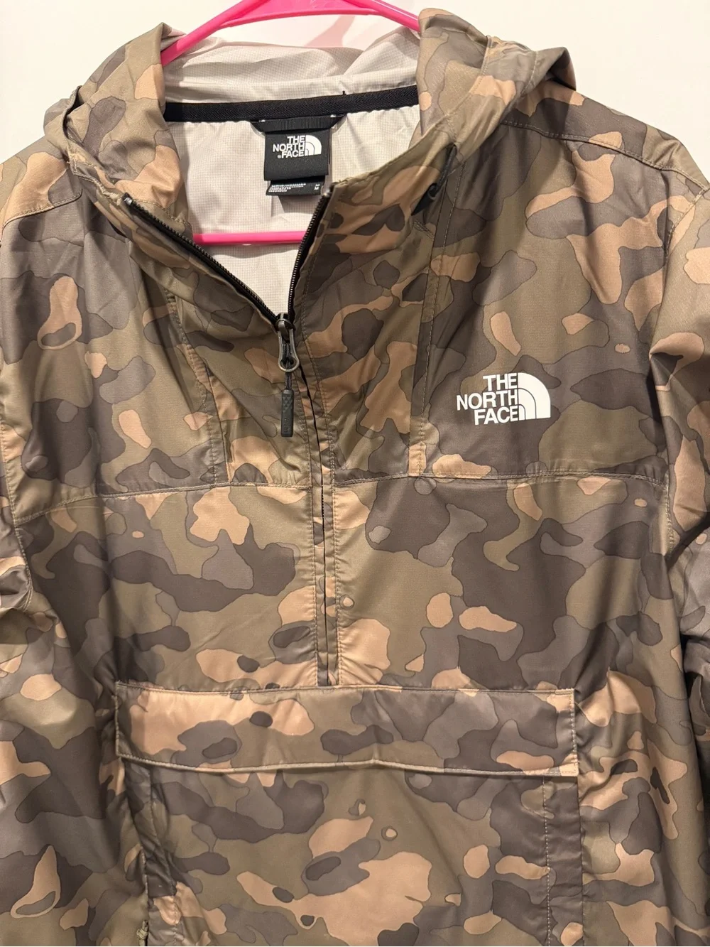 The North Face Men’s Camo Hooded Water Resistant Pullover - Brown & Green